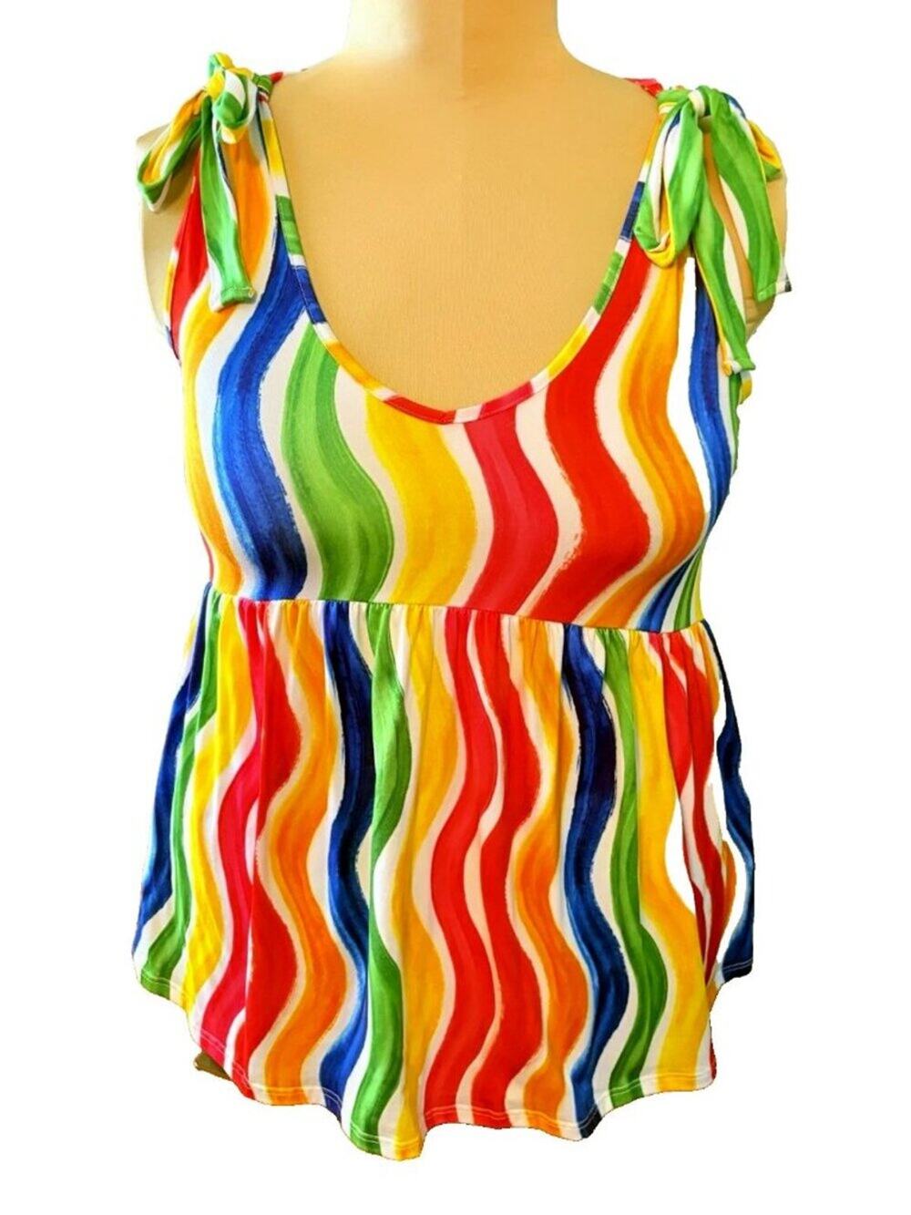 HAPTICS By Holly Harper Women's Colorful Striped Tunic Top Size Medium-NWT